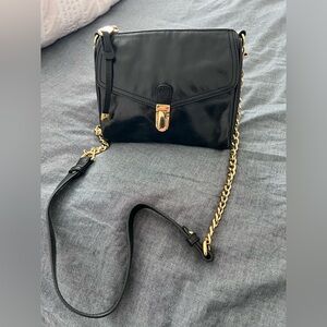 Badgley Mischka Black leather Small Crossbody Bag with Gold Chain